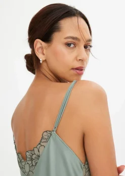 Damen bonprix Wäsche·Corsagen & Negligés|Wäsche·Dessous|Satin Negligé mit floraler Stickerei