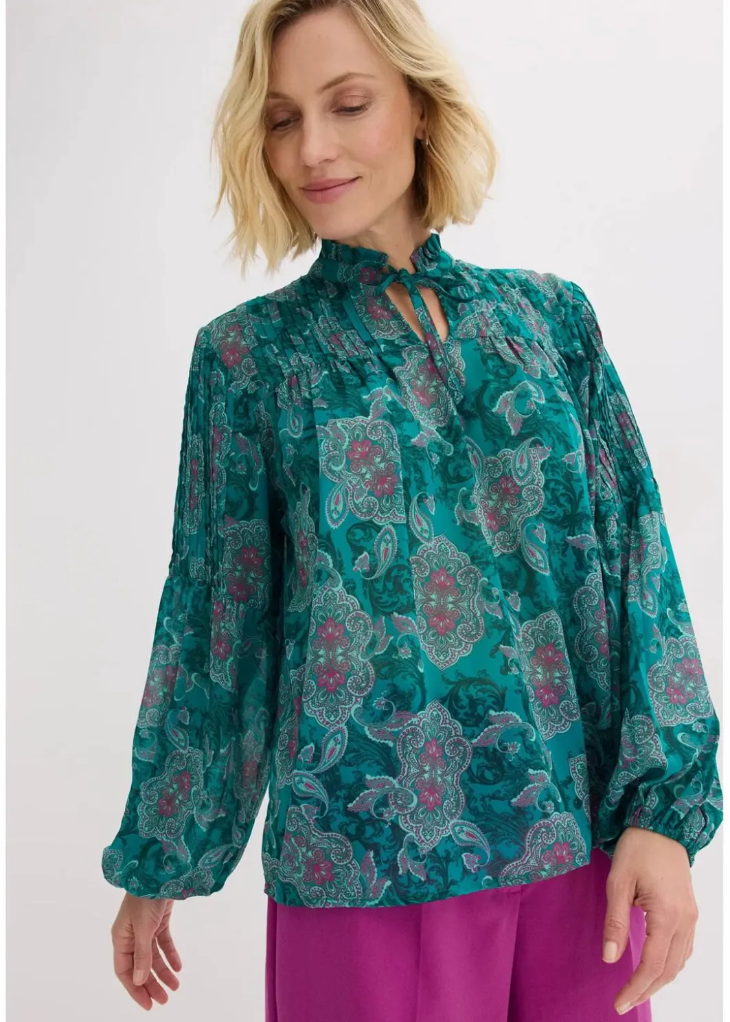 Damen bonprix Bekleidung·Jacken & Mäntel|Blusen & Tuniken|Satin Tunika mit Biesen