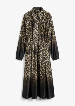 Damen bonprix Bekleidung·Pullover & Strickjacken|Kleider|Satin-Hemdblusenkleid