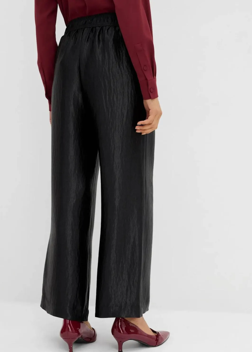 Sale Satinierte Palazzo-Hose mit Bequembund Damen Bekleidung·Kleider|Hosen