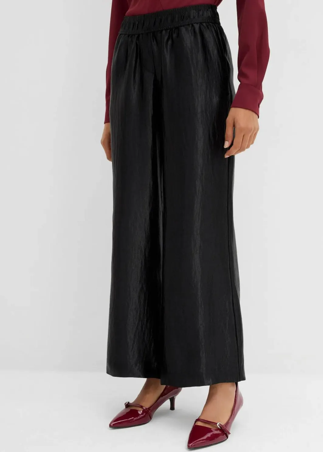 Sale Satinierte Palazzo-Hose mit Bequembund Damen Bekleidung·Kleider|Hosen