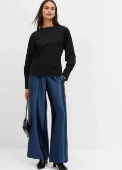 Satinierte Palazzo-Hose mit Bequembund Damen Hosen|Bekleidung·Kleider