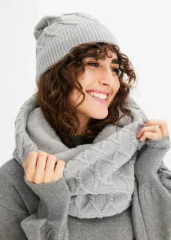 Damen bonprix Schuhe & Accessoires In Spezialgrößen·Tücher & Ponchos|Schals & Tücher|Schal und Mütze (2-tlg.Set)