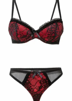 Outlet Schalen BH mit Bügel+String (2-tlg.Set) Damen Große Cups D-H|Bhs
