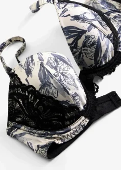 Outlet Schalen-BH aus bedrucktem Satin Damen Große Cups D-H|Bhs