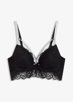 Damen bonprix Große Cups D-H|Nachhaltigere Materialien|Schalen-BH mit abnehmbaren glitzernden Trägern
