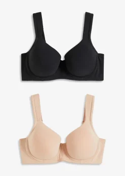Damen bonprix Große Cups D-H|Nachhaltigere Materialien|Schalen-BH mit Bügel mit Bio-Baumwolle (2er Pack)