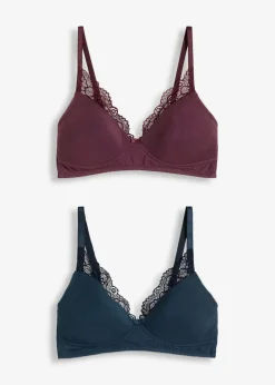 Online Schalen-BH ohne Bügel mit Bio-Baumwolle (2er Pack) Damen Große Cups D-H|Nachhaltigere Materialien