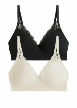 Schalen-BH ohne Bügel mit Bio-Baumwolle (2er Pack) Damen Große Cups D-H|Nachhaltigere Materialien