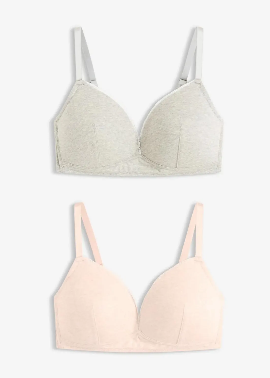 Damen bonprix Bhs|Baumwollunterwäsche|Schalen-BH ohne Bügel mit Bio-Baumwolle und Rippe (2er Pack)