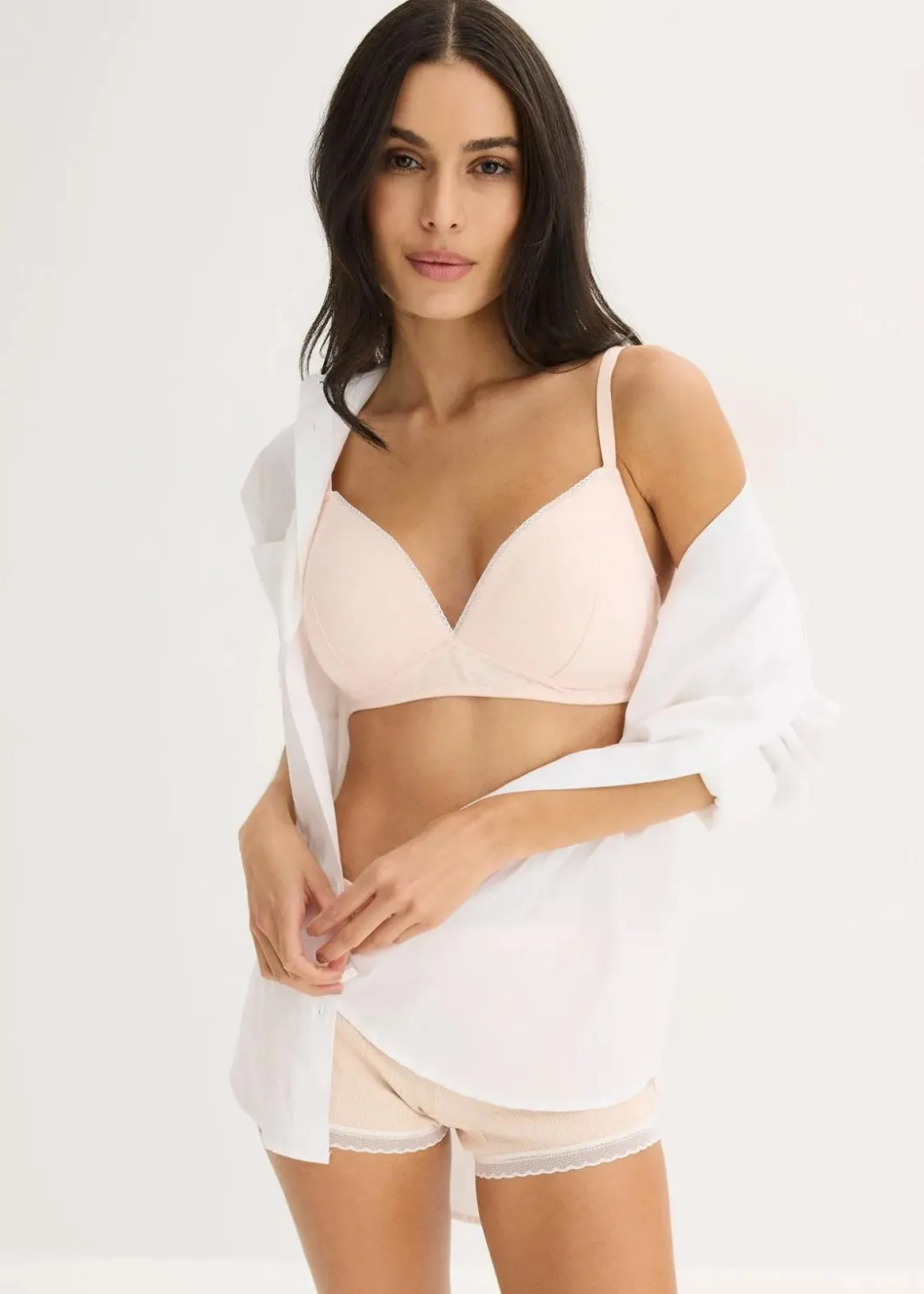 Damen bonprix Bhs|Baumwollunterwäsche|Schalen-BH ohne Bügel mit Bio-Baumwolle und Rippe (2er Pack)
