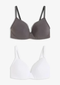 Damen bonprix Wäsche·Baumwollunterwäsche|Basics|Schalen-BH ohne Bügel mit Baumwolle (2er Pack)