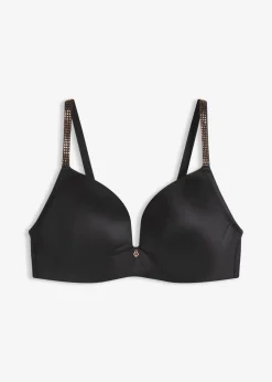 Damen bonprix Dessous|Bhs|Schalen-BH ohne Bügel mit glitzernden Trägern