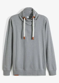 Sale Schalkragen-Sweatshirt mit Lederimitat Details Herren Sweat|Große Größen