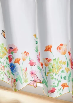 Outlet Scheibengardine mit Blumen Druck Scheibengardinen