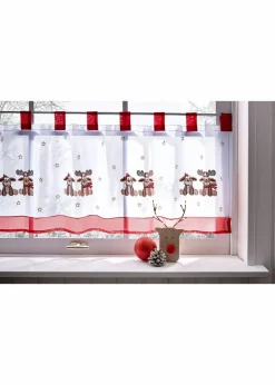 Sale Scheibengardine mit Elch Stickerei Scheibengardinen|Weihnachtsdeko & -Textilien·Gardinen