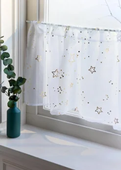 Sale Scheibengardine mit Glanz Sternen Scheibengardinen|Weihnachtsdeko & -Textilien·Gardinen