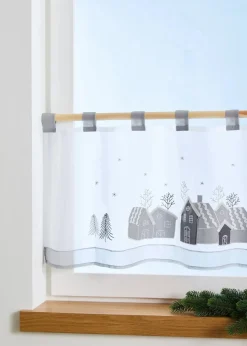Best Scheibengardine mit Häuser Stickerei Scheibengardinen|Weihnachtsdeko & -Textilien·Gardinen