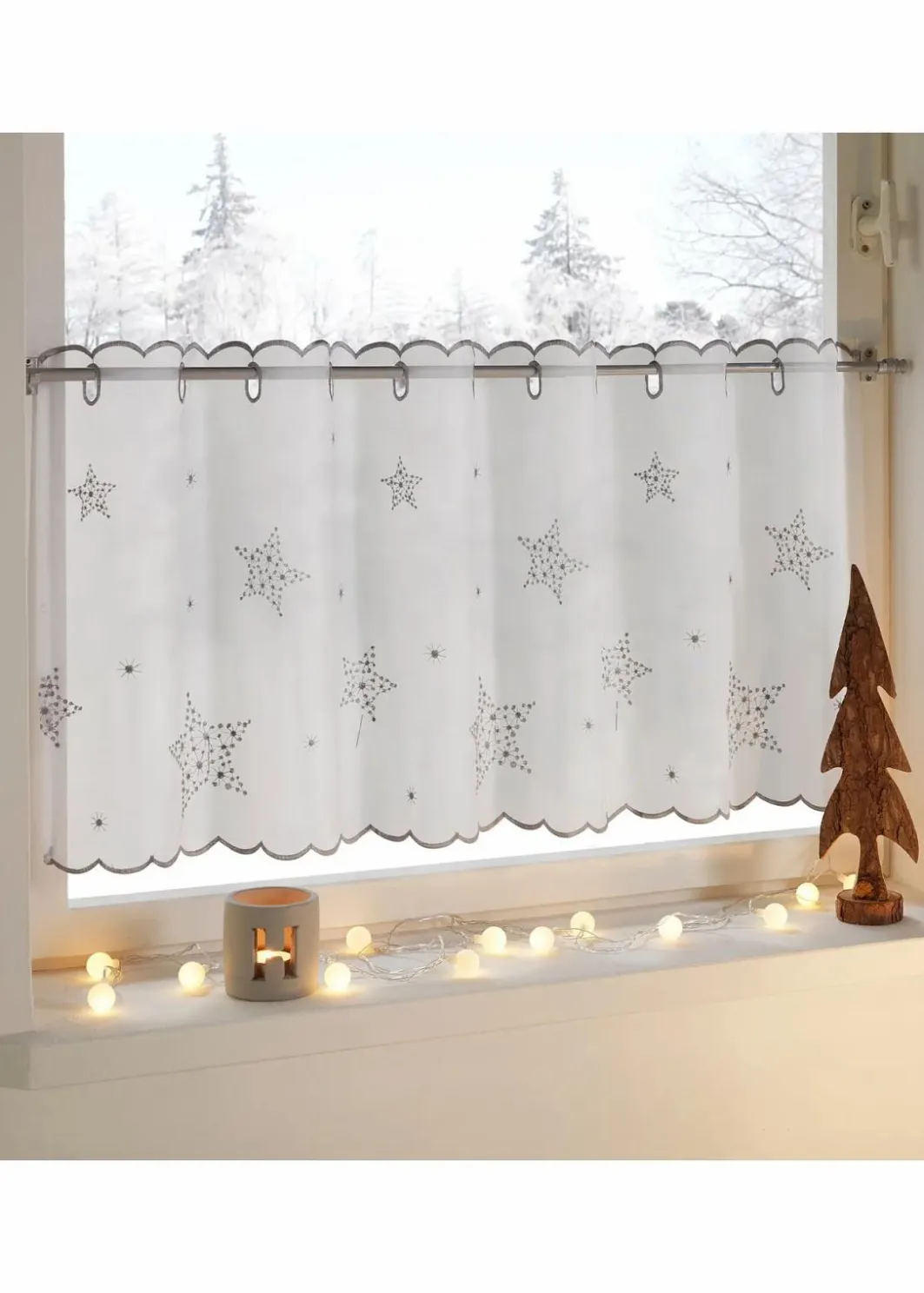 Clearance Scheibengardine mit Stickerei Scheibengardinen|Weihnachtsdeko & -Textilien·Gardinen