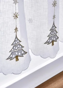 bonprix Scheibengardinen|Weihnachtsdeko & -Textilien·Gardinen|Scheibengardine mit Tannenbaum Stickerei