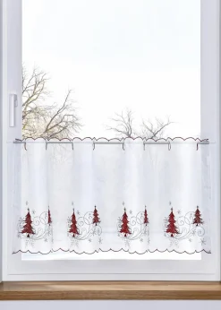 Sale Scheibengardine mit weihnachtlicher Stickerei Scheibengardinen|Weihnachtsdeko & -Textilien·Gardinen