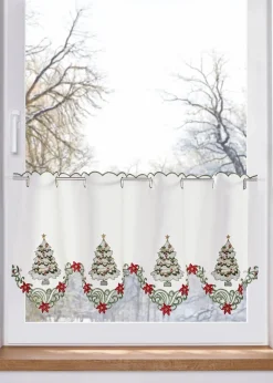 bonprix Scheibengardinen|Weihnachtsdeko & -Textilien·Gardinen|Scheibengardine mit weihnachtlicher Stickerei