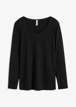 Schlafoberteil mit langen Ärmeln Damen Wäsche·Basics|Wäsche·Nachtwäsche