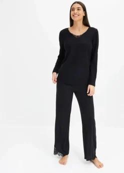 Schlafoberteil mit langen Ärmeln Damen Wäsche·Basics|Wäsche·Nachtwäsche