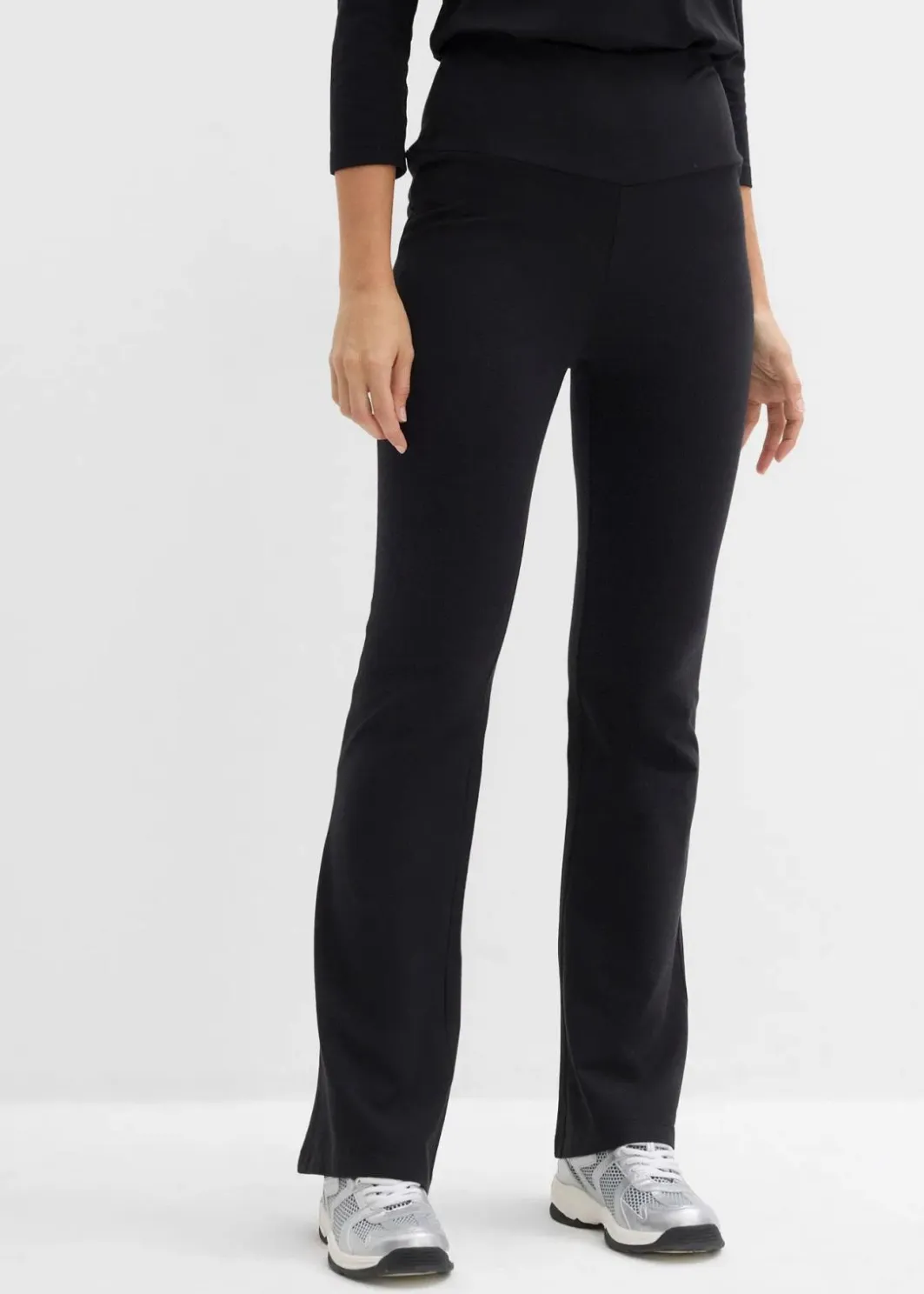 Damen bonprix Basics|Hosen|Schlaghose aus Bio-Baumwolle mit Stretch