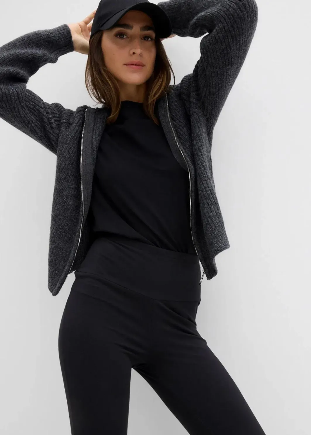 Damen bonprix Basics|Hosen|Schlaghose aus Bio-Baumwolle mit Stretch
