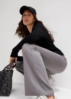 Schlaghose mit hohem Bund Damen Hosen|Nachhaltigere Materialien