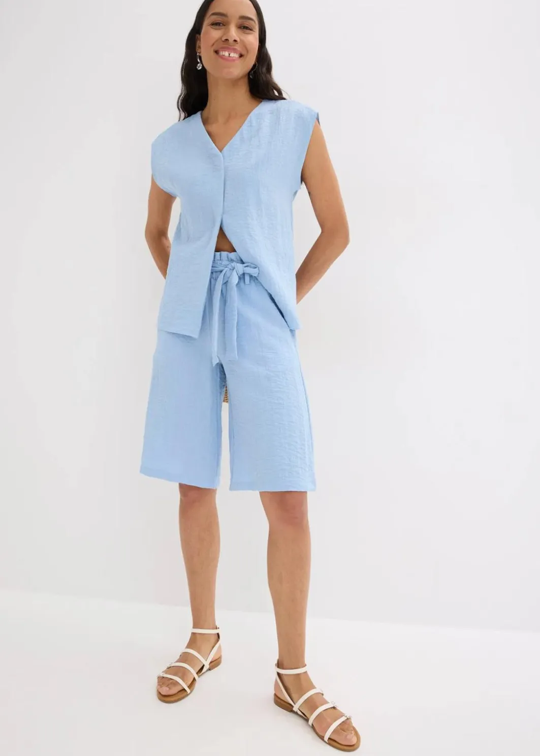 Damen bonprix Nachhaltigere Materialien|Hosen|Schlupf-Bermuda aus Viskose-Mix