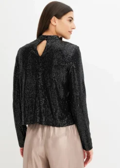 New Schlupfbluse mit Pailletten Damen Blusen & Tuniken|Bekleidung·Jacken & Mäntel