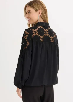 Damen bonprix Festliche Mode|Blusen & Tuniken|Schlupfbluse mit Spitze