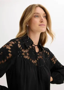 Damen bonprix Festliche Mode|Blusen & Tuniken|Schlupfbluse mit Spitze