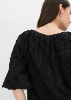 Damen bonprix Bekleidung·Jacken & Mäntel|Blusen & Tuniken|Schlupfbluse mit strukturiertem Blumen-Muster