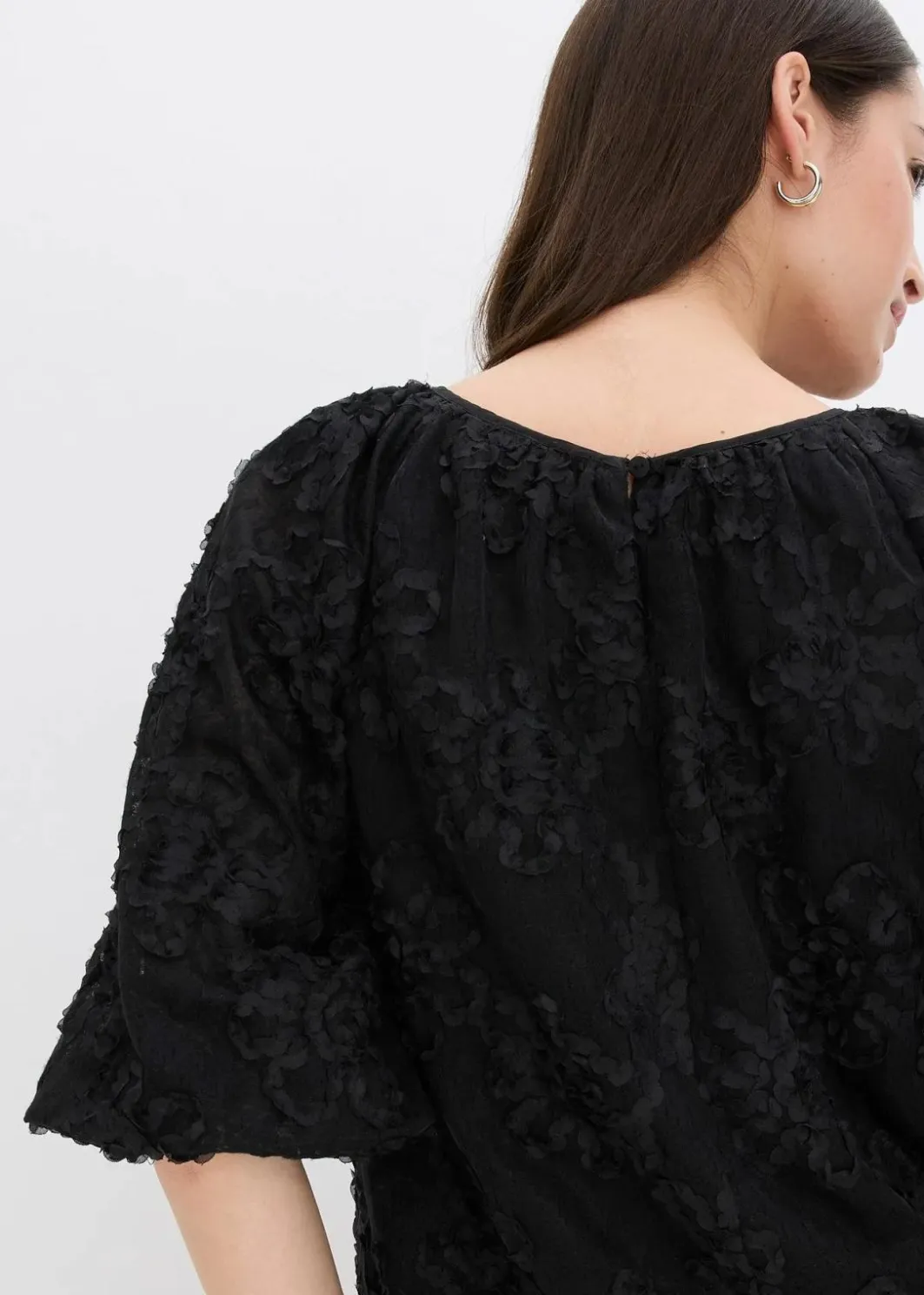 Damen bonprix Bekleidung·Jacken & Mäntel|Blusen & Tuniken|Schlupfbluse mit strukturiertem Blumen-Muster