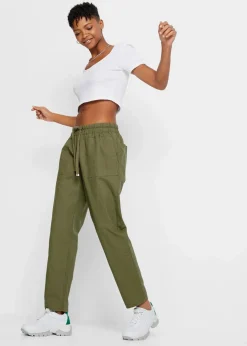 Damen bonprix Hosen|Schlupfhose aus luftigem Leinen-Mix