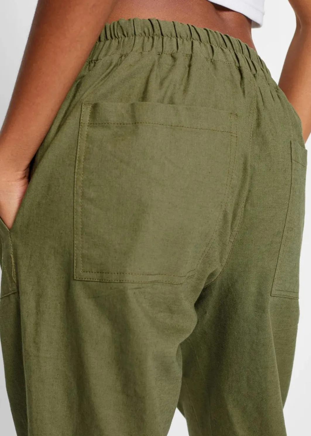 Damen bonprix Hosen|Schlupfhose aus luftigem Leinen-Mix