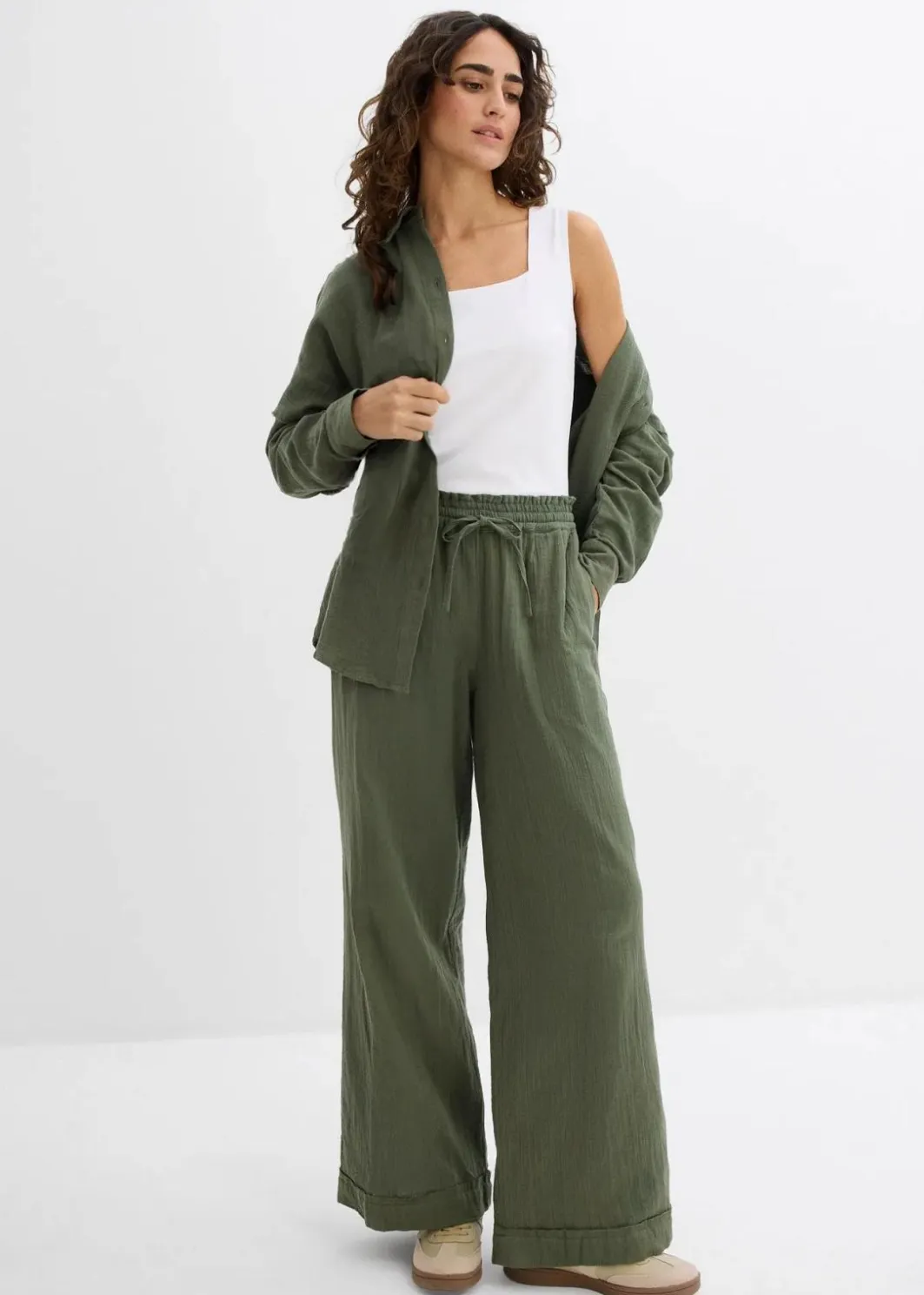 Damen bonprix Hosen|Zweiteiler & Sets|Schlupfhose aus luftigem Musselin