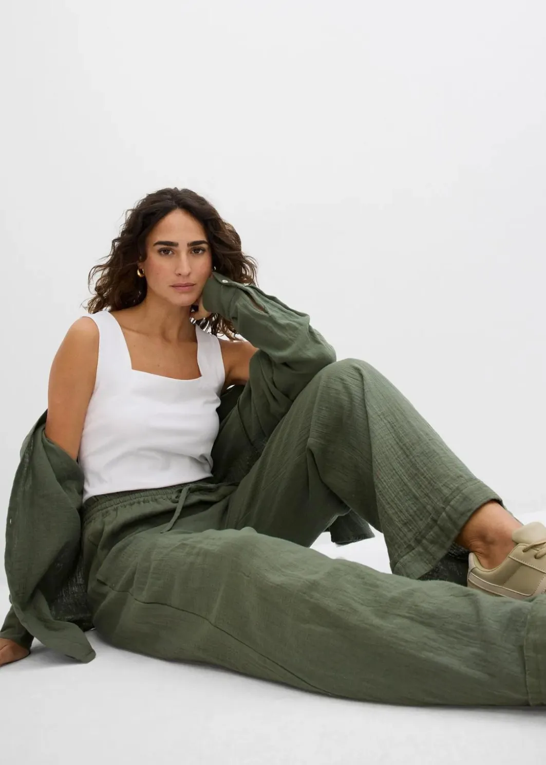 Damen bonprix Hosen|Zweiteiler & Sets|Schlupfhose aus luftigem Musselin