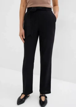 Damen bonprix Hosen|Schlupfhose aus luftigem Leinen-Viskose-Mix