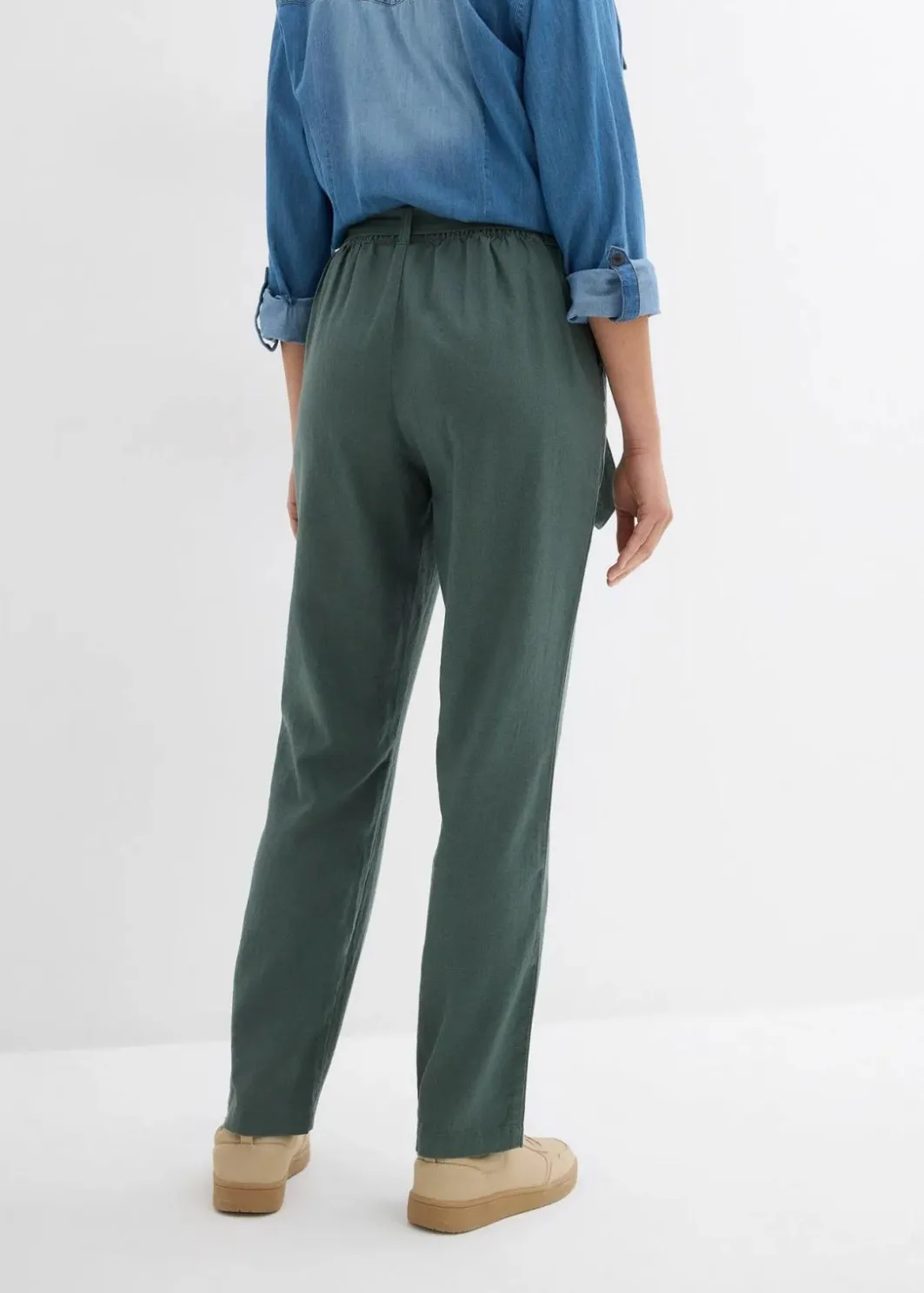 Damen bonprix Hosen|Schlupfhose aus luftigem Leinen-Viskose-Mix