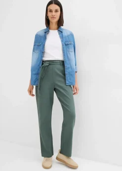 Damen bonprix Hosen|Schlupfhose aus luftigem Leinen-Viskose-Mix