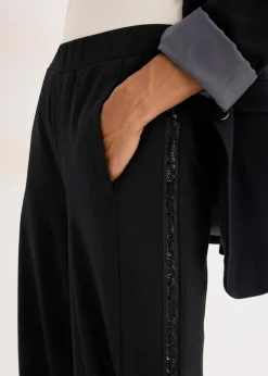 Damen bonprix Bekleidung·Kleider|Hosen|Schlupfhose aus Punto di Roma mit Glitzersteinchen
