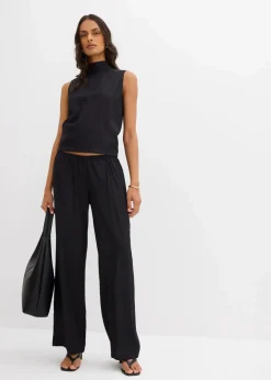 Clearance Schlupfhose aus strukturiertem Viskose-Mix Damen Bekleidung·Kleider|Zweiteiler & Sets