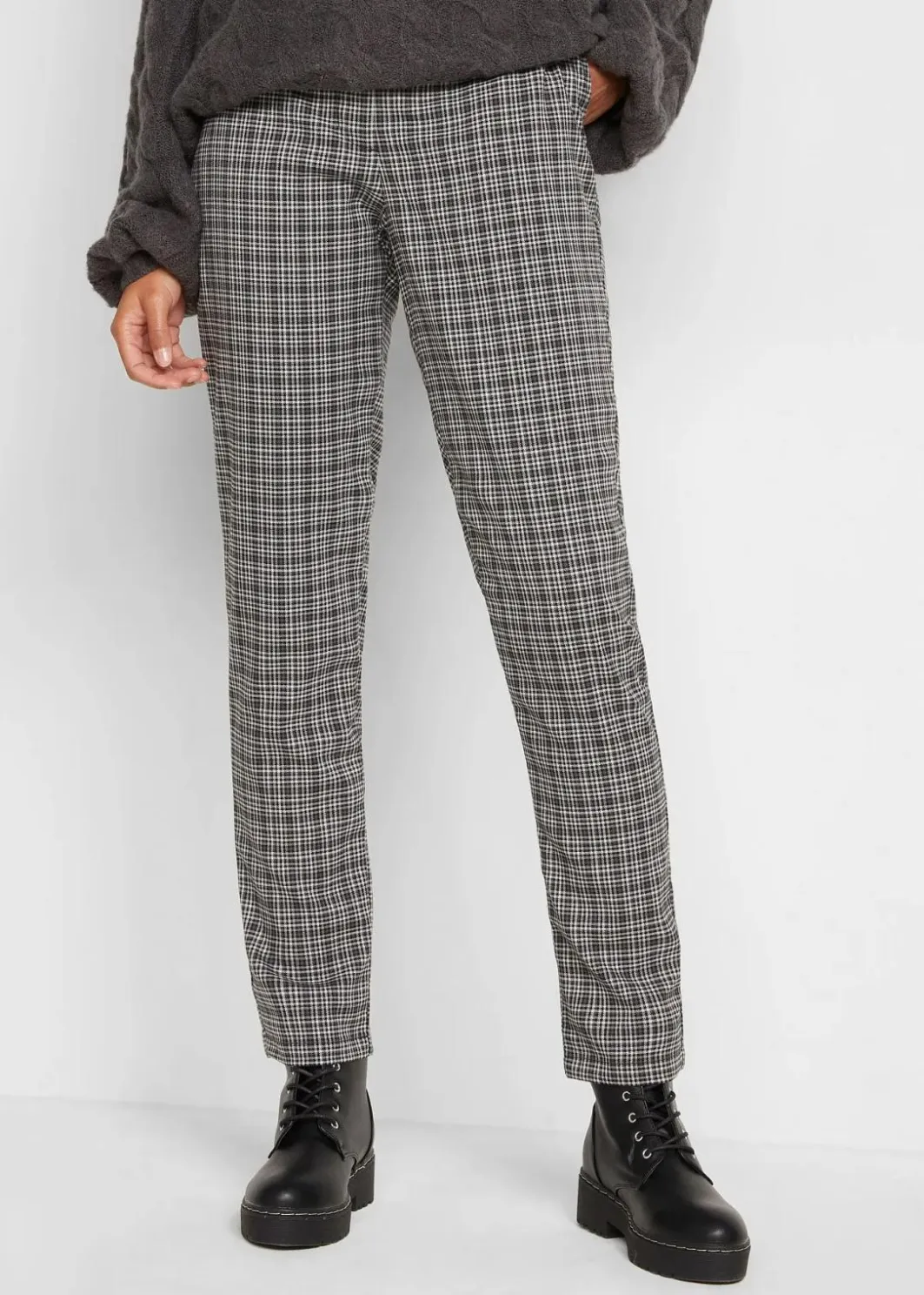 Damen bonprix Bekleidung·Kleider|Nachhaltigere Materialien|Schlupfhose mit Bequembund, kariert