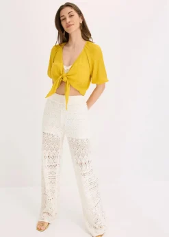 Outlet Schlupfhose mit Lochstrickmuster Damen Hosen|Bekleidung·Kleider