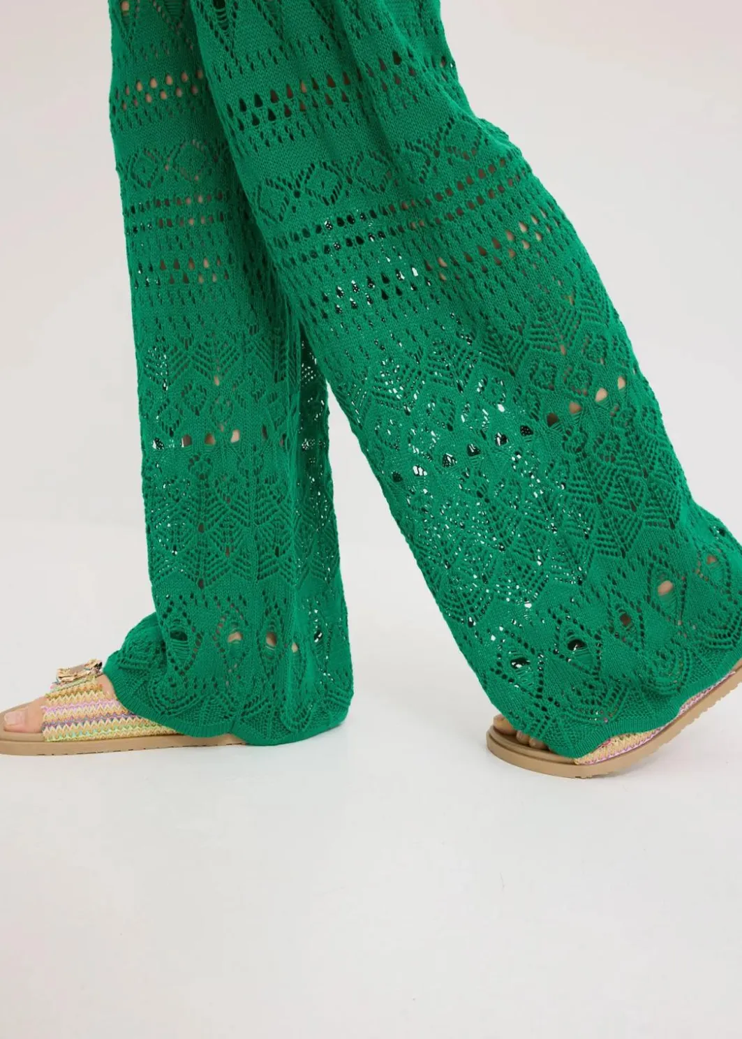 Sale Schlupfhose mit Lochstrickmuster Damen Bekleidung·Kleider|Hosen