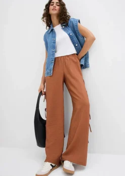 Damen bonprix Hosen|Nachhaltigere Materialien|Schlupfhose mit Schleifen